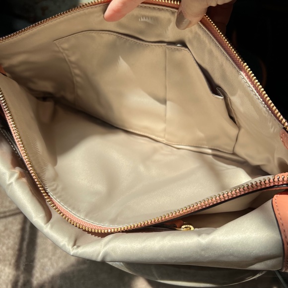 COACH Kristin Calf Leather Oversized Clutch in Coral - Picture 12 of 16